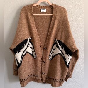 Old Navy Brown Western Graphic Cardigan | Button Front | Size XXL